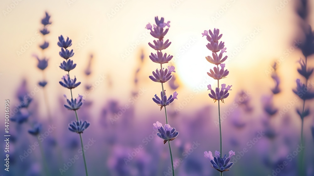 Obraz premium Lavender Sunset Field. (1)