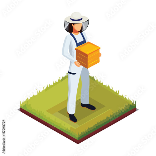 Beekeeper Vector Illustration with Flat Design, Clean Line Art, and Modern Minimalist AestheticArt.
