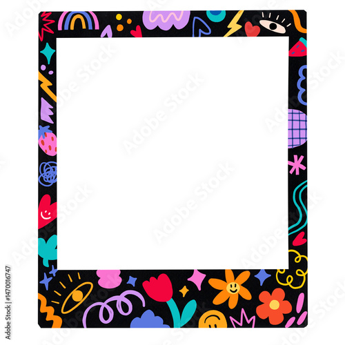 Cute and colorful square frame illustration with decorative pattern