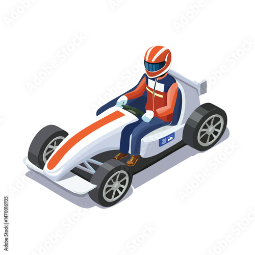 Racing driver Vector Illustration with Flat Design, Clean Line Art, and Modern Minimalist AestheticArt.