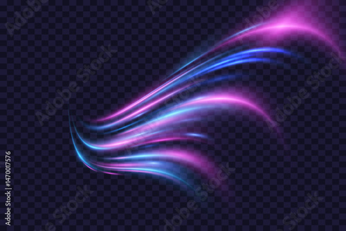 Light trails, motion blur effect. High-speed light effect. Vector illustration. EPS 10.
