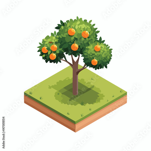 Peach Tree Vector Illustration with Flat Design, Clean Line Art, and Modern Minimalist AestheticArt.