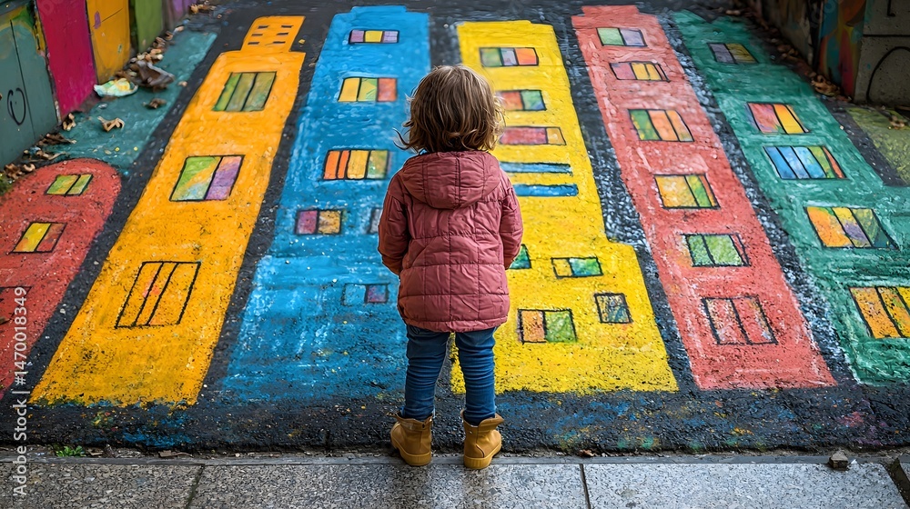 A child s vibrant vision of the future sketched in chalk