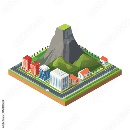 Table Mountain, Cape Town, South Africa Vector Illustration with Flat Design, Clean Line Art, and Modern Minimalist AestheticArt.