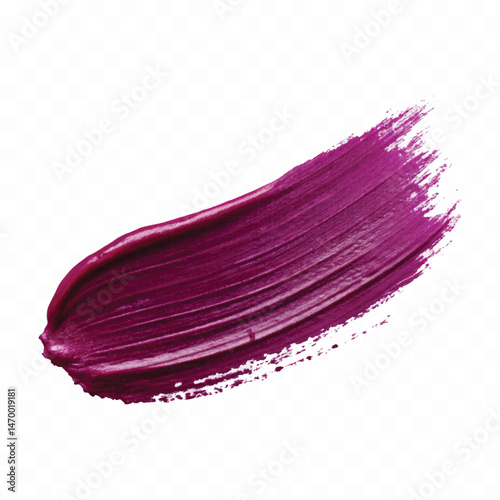 smooth glossy paint or lipstick swatch stroke in red colour isolated on transparent background
