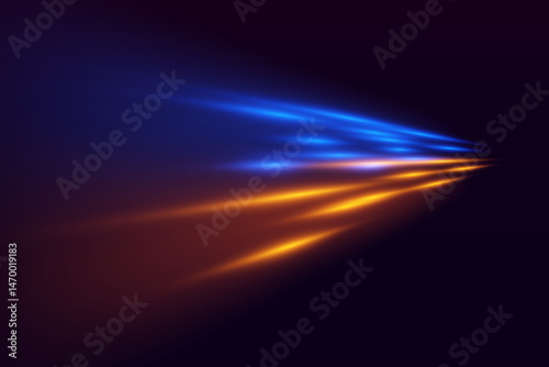 Light trails, motion blur effect. High-speed light effect. Vector illustration. EPS 10.