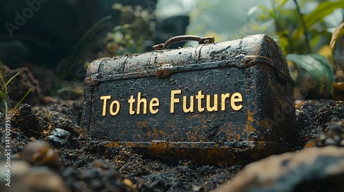 Obraz na płótnie Burying a Time Capsule with a Message for the Future w salonie