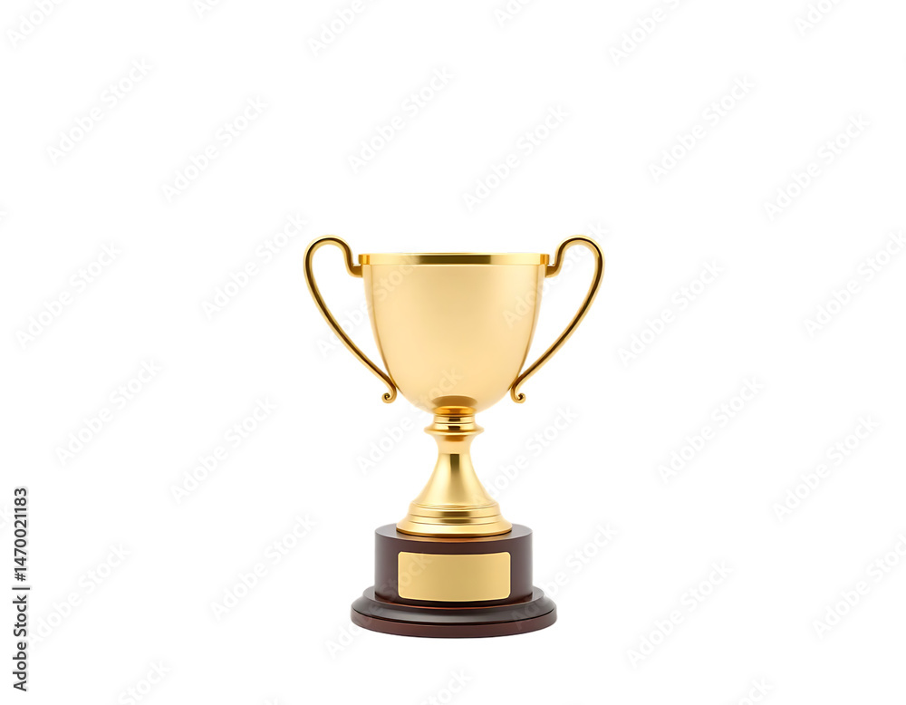Golden trophy on wooden base. Golden trophy on wooden base.