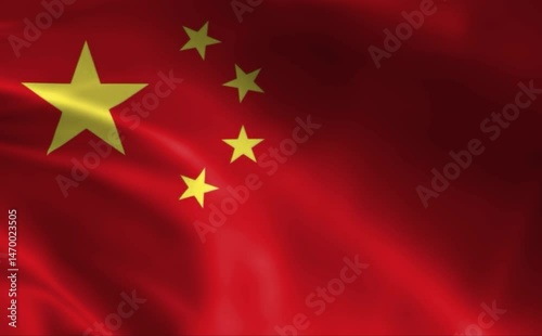 Realistic china flag, looping, 4k resolustion