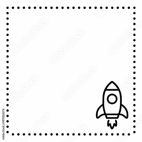 Rocket illustration with copy space in minimalist design  