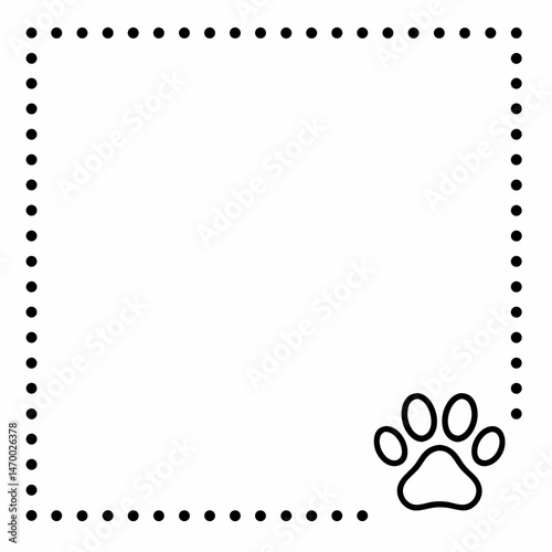 Frame with Paw Print and Copy Space Design  