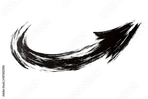 Black arrow marker isolated PNG mark hand draw, Right arrow indicated the direction symbol. curved arrow sign,  Grunge arrow icon. Sketch curved arrow. Hand drawn arrow