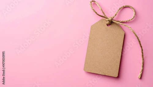 Wallpaper Mural Blank kraft gift tag with jute string on pink background, perfect for personalizing gifts and adding special touch to any occasion Torontodigital.ca