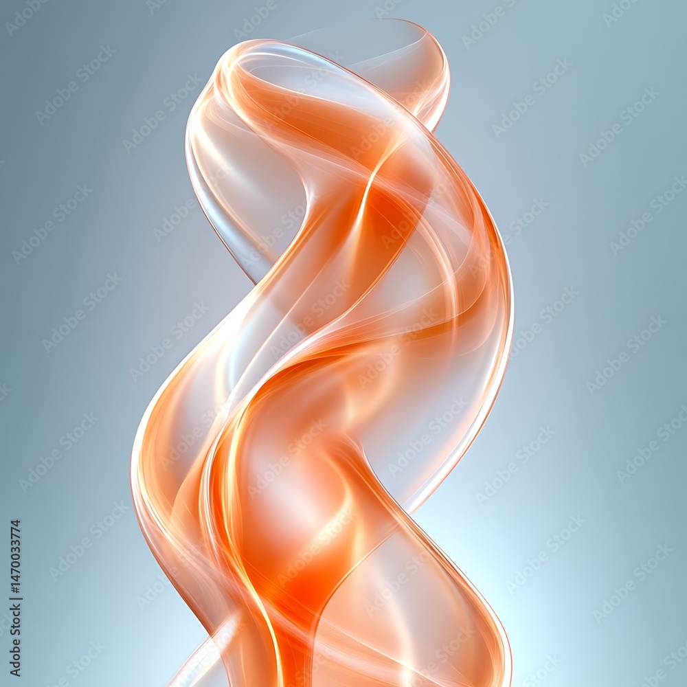 Naklejka premium Abstract spiral, translucent, orange, dynamic, flowing form