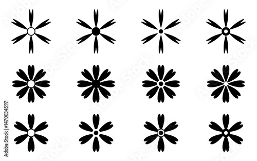 Botanical Silhouette: A collection of floral silhouettes showcases the elegant simplicity of botanical design. Each silhouette displays the symmetry and beauty inherent in floral forms.