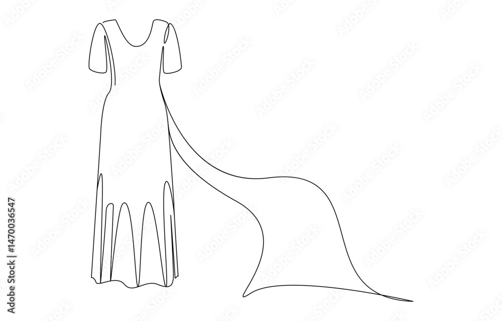 Obraz premium monsoon day concept dress continuous one line drawing