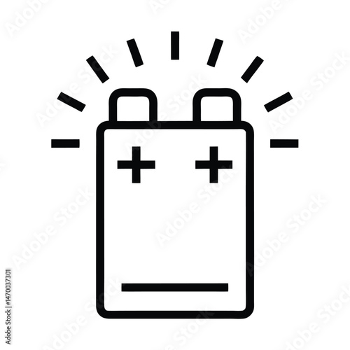 Car Battery with Rays Icon