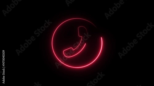 Neon Incoming call icon animation, call concept on smart mobile phone screen icon animated video