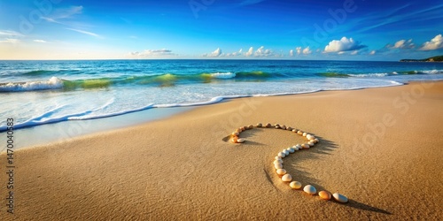 Wallpaper Mural Seashore Enigma A Question Mark Formed by Smooth Stones on a Sunny Beach with Gentle Waves Torontodigital.ca