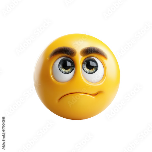 A digital illustration of a despondent emoji face, perfectly capturing a moment of sadness and contemplation. , isolated on white background png
