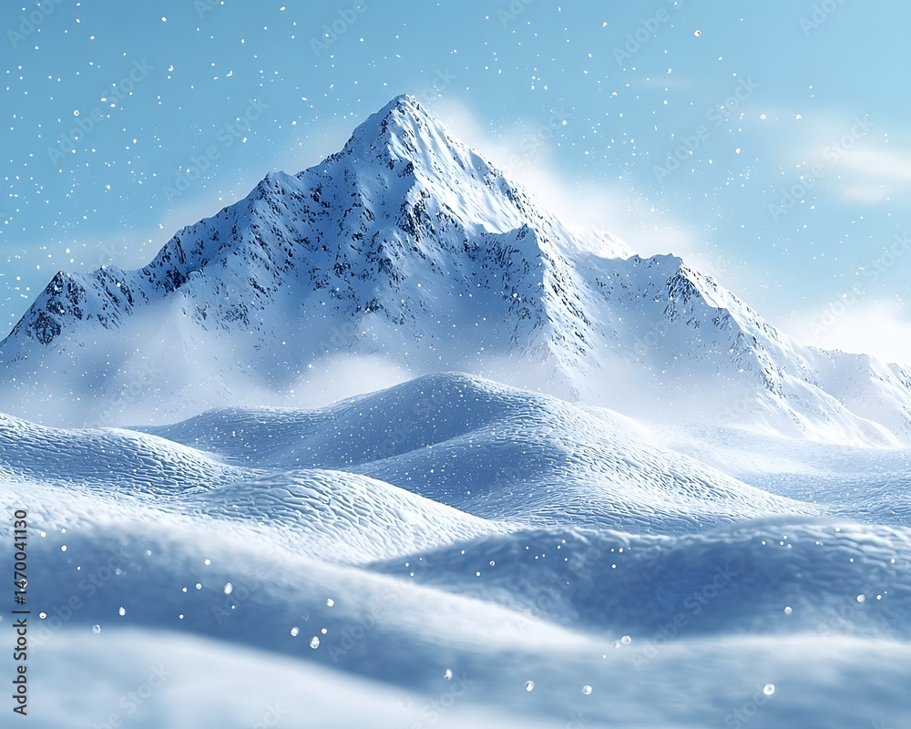 Snowy mountain peak against a clear blue sky