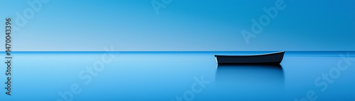 Serene blue ocean boat minimalism sea sky calm