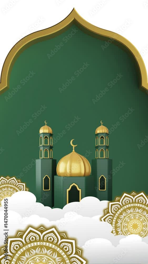 Green Gold Minimalist 3D eid idul adha Greeting Instagram Story