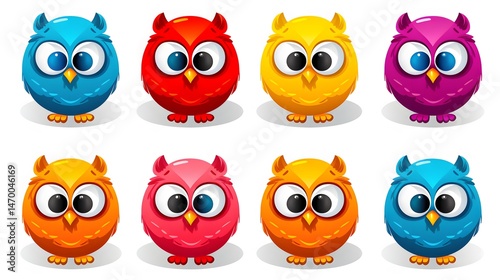 Wallpaper Mural Collection of Cute and Whimsical Cartoon Owl Characters in Oval Frames Torontodigital.ca