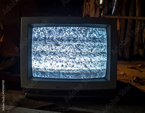 Static Television in Dark Room