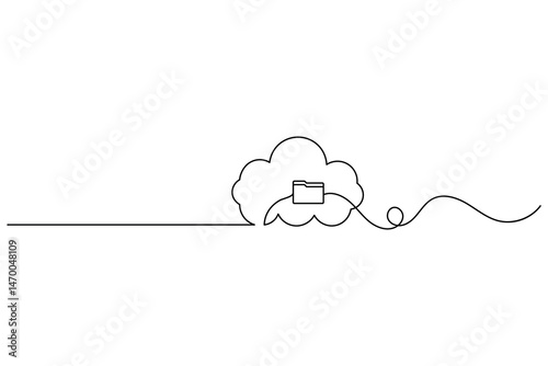 Cloud storage continuous one line drawing and minimalist design
