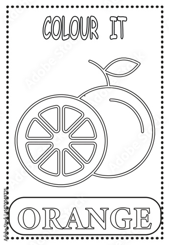 Coloring page for kids learning Orange