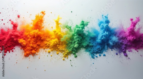 abstract illustration splashing rainbow colorful paint explosion, generative AI