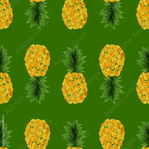 seamless pattern with pineapple in green background