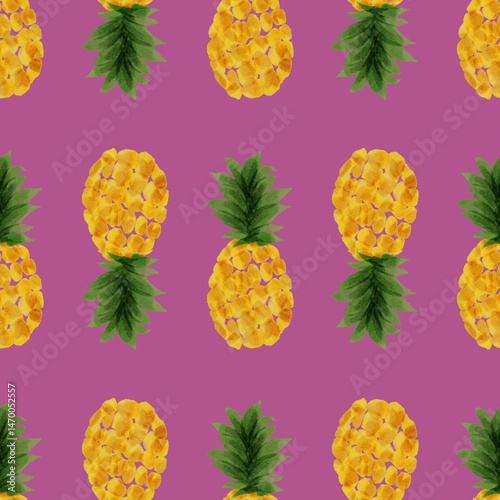 seamless pattern with pineapple in purple background