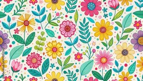 Wallpaper Mural Vibrant Floral Pattern Featuring Diverse Blossoms and Lush Greenery, Ideal for Textile Designs and Decorative Applications Torontodigital.ca