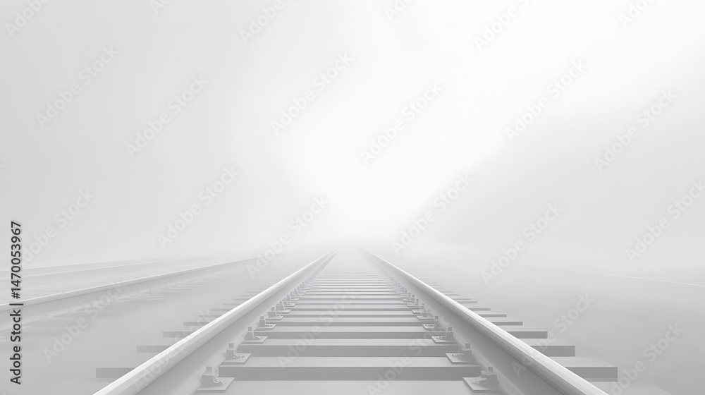Obraz premium Foggy train tracks landscape