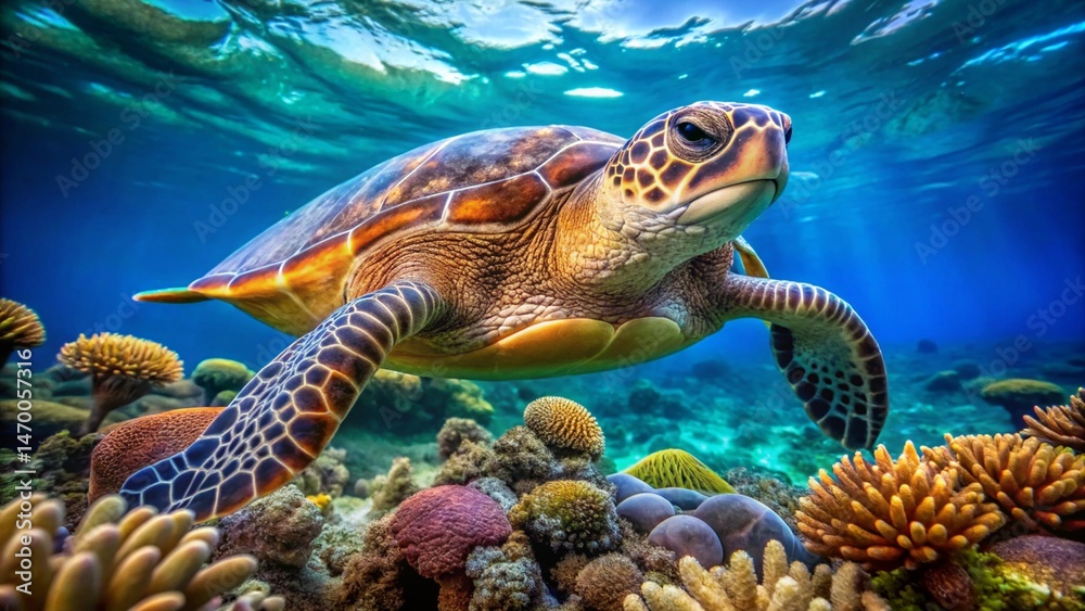 Fototapeta premium green sea turtle swimming