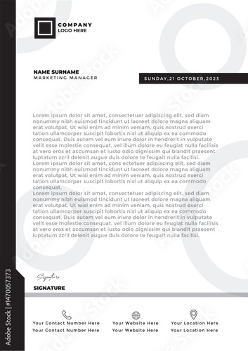 Creative and Professional business style black and white letterhead  vector illustration design template 