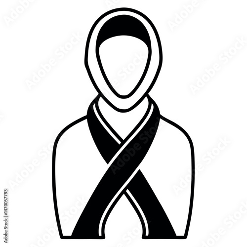 Diverse Women in Headscarves and Wraps, Simple Vector Icons