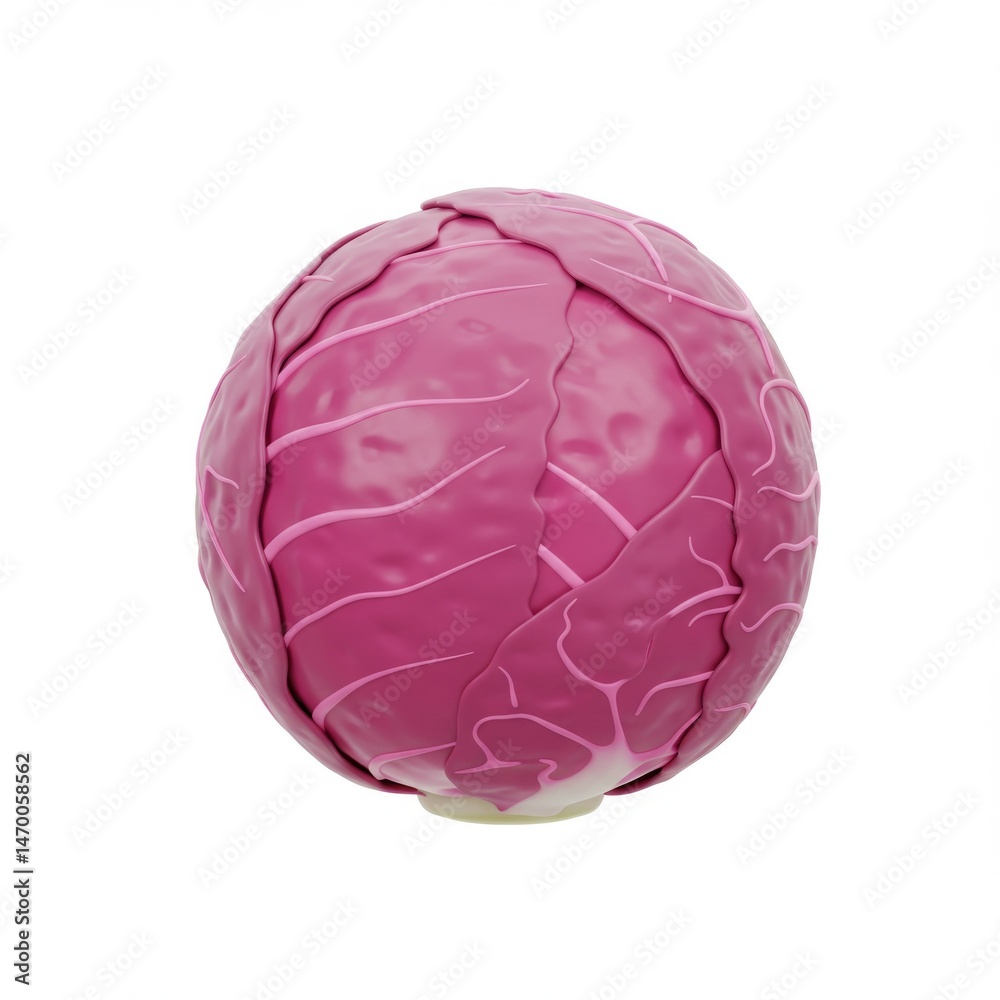 Round Red Cabbage Vegetable on White Background
