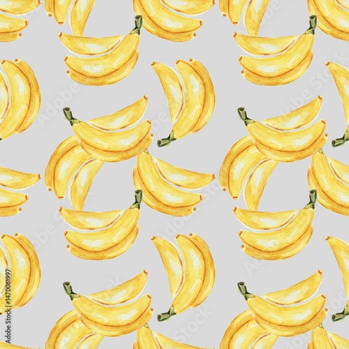 seamless pattern of bananas with light gray background