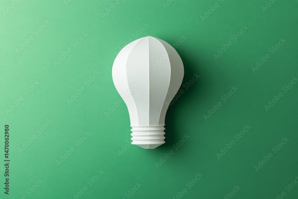 White paper lightbulb on green background White paper lightbulb on green background