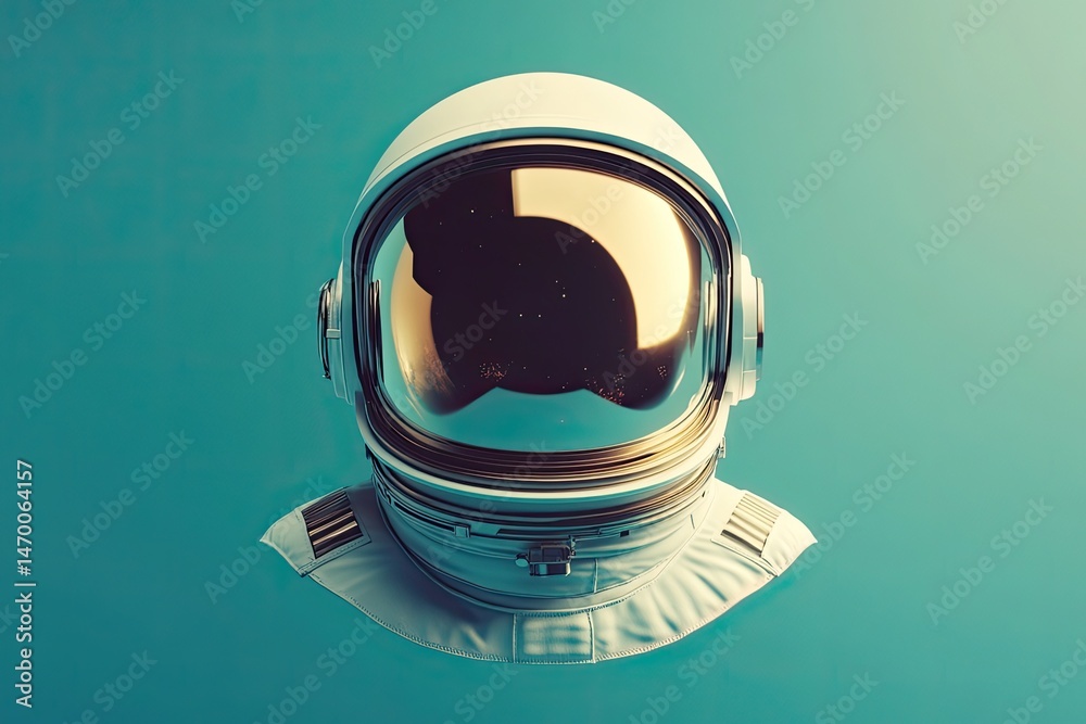custom made wallpaper toronto digitalA photo realistic astronaut helmet with visor glare hdr isolated on teal background