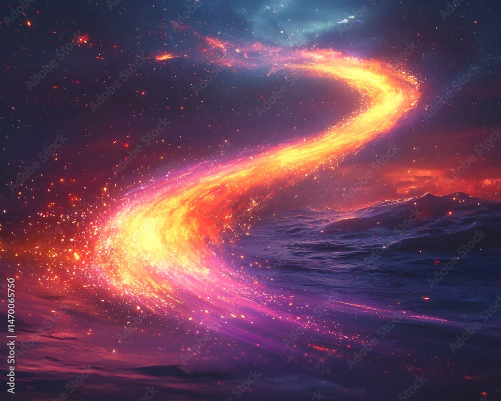Cosmic Trajectory A Vibrant Celestial Journey