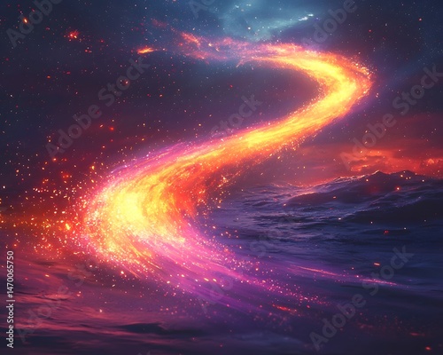 Obraz na płótnie Cosmic Trajectory A Vibrant Celestial Journey w salonie