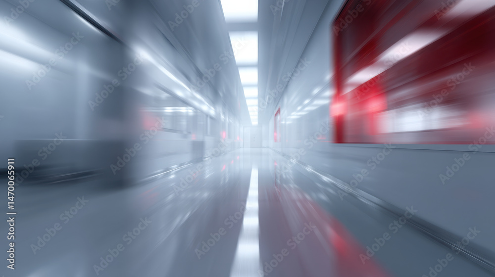 Futuristic corridor with motion blur and bright lighting creates sense of speed and modernity Futuristic corridor with motion blur and bright lighting creates sense of speed and modernity