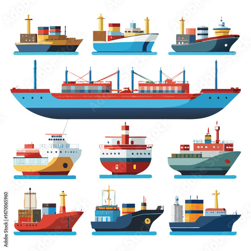 Nine classic Freighter arranged on a white background.