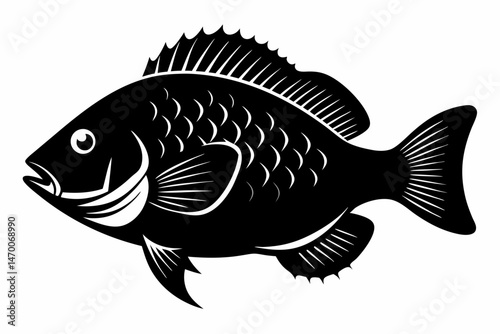 crappie sihouette black vector