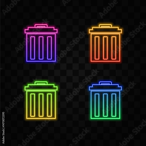 Recycle bin icon illustration. neon style.