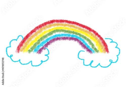 rainbow and clouds kids drawing crayon background nature 
